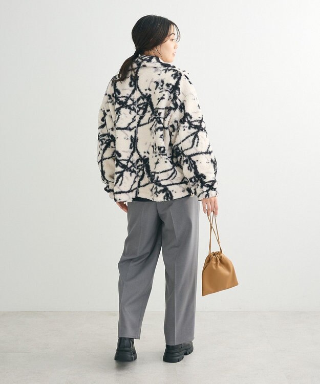 Green Parks リバーシブルプリント柄ボアブルゾン Ecru