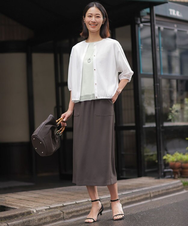 J.PRESS LADIES S 【一枚で着映え】コットンスムース レース カットソー ライトミント系