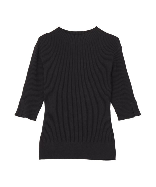 YECCA VECCA ハイネック5分袖リブニット Black