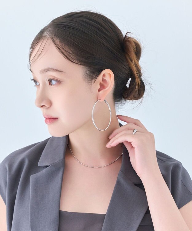 Phoebe 【金属アレルギー対応】ライトフープビッグピアス　シルバー/ステンレス/大振り シルバー