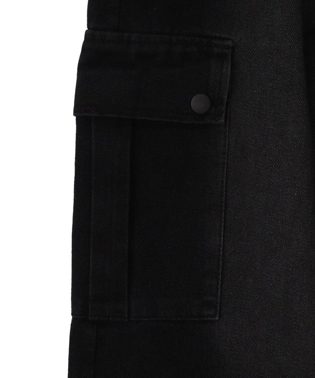 WEGO 【ウエストゴム】ドローコードウオッシュドカーゴデニム ブラック