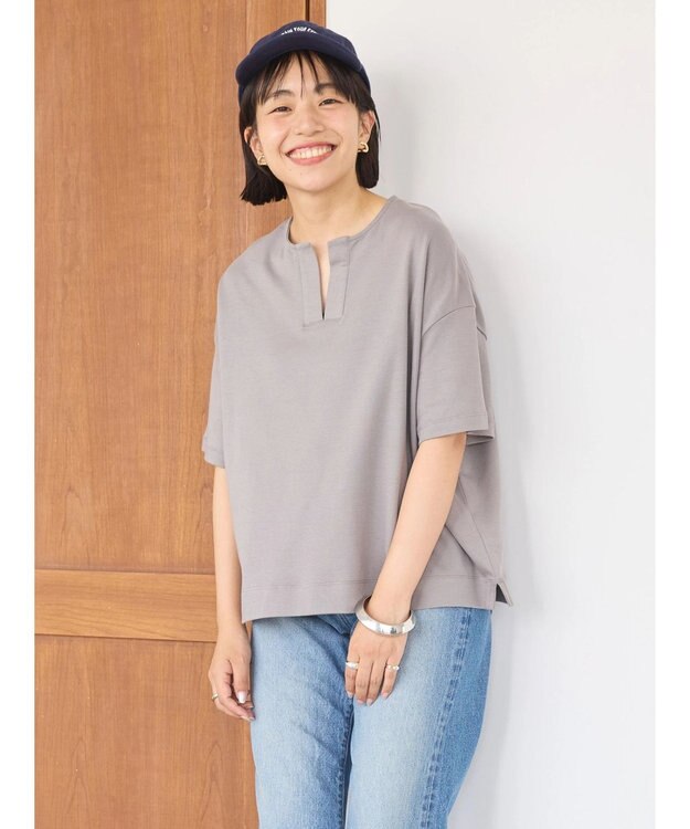 AMERICAN HOLIC カフタン５分袖カットプルオーバー Gray