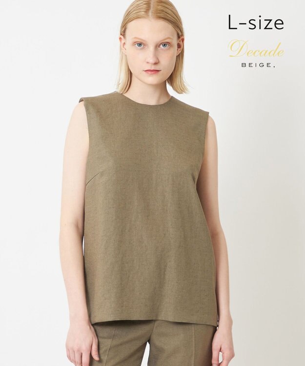 BEIGE， 【L-size】CAROLE / クルーネックブラウス Khaki×Sand