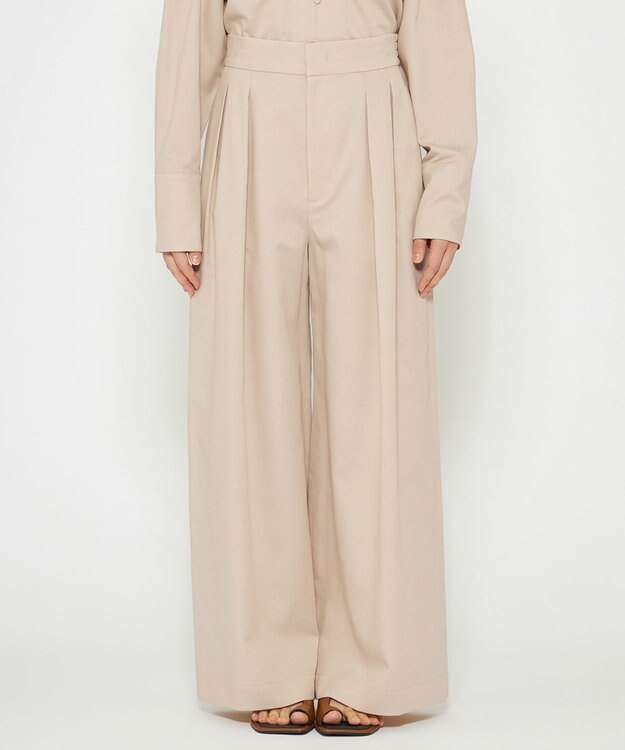 uncrave 【手洗い可】シャンブレー タック パンツ（uncrave WHITE） エクリュ