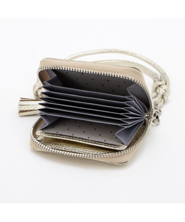 UNBILLION ペルケ perche / ドット刺繍ジャバラチャームウォレットショルダー ゴールド