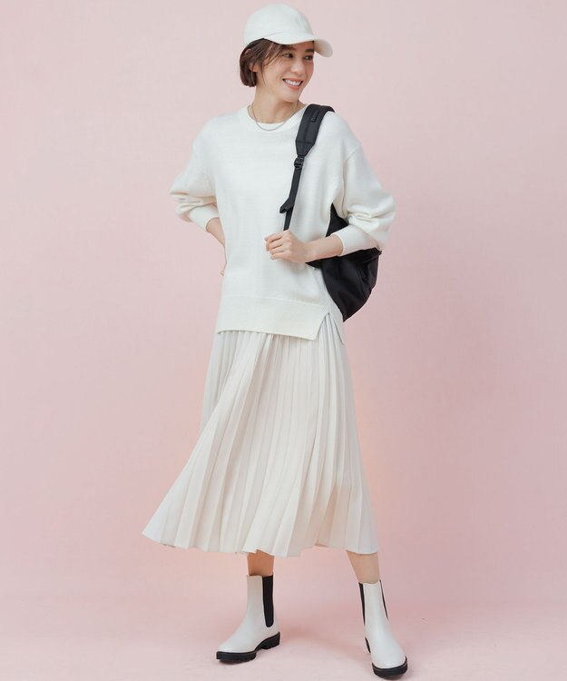 23区 【CLASSY.1月号掲載】ウールコード クルーネック ニット アイボリー系