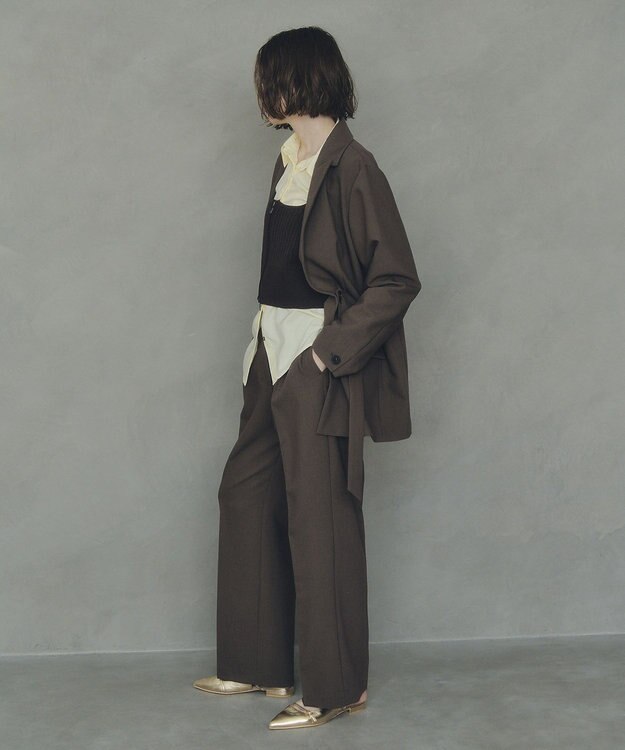 YECCA VECCA 2wayアシメデザインロングジャケット Brown