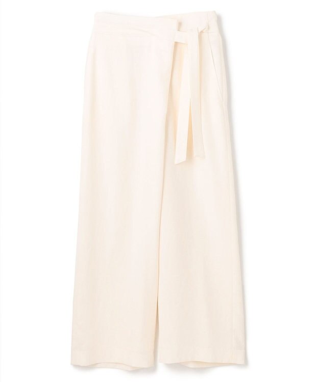 BEIGE， 【洗える】CAROLE / リネンライクラップワイドパンツ Ecru