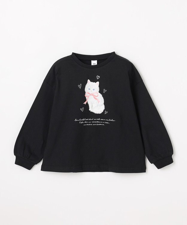 ANY KIDS 【綿100%】ネコアソート 長袖Tシャツ ブラック