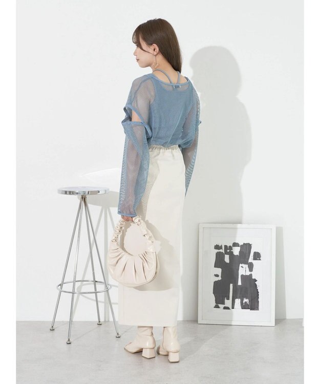 earth music&ecology ＳＥＴ２点メッシュプルオーバー＋タンクトップ Ivory