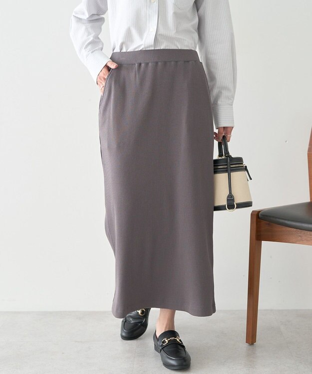 AMERICAN HOLIC 針抜きリブナロースカート Charcoal Gray