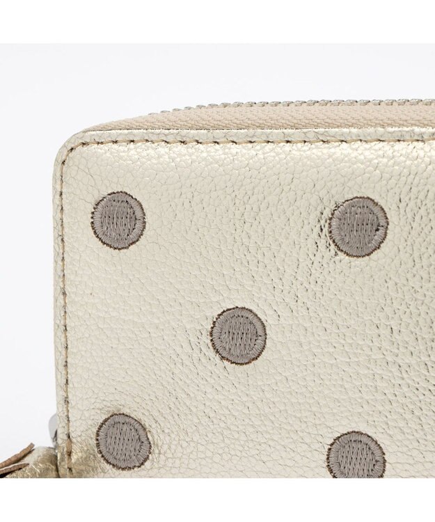 UNBILLION ペルケ perche / ドット刺繍ジャバラチャームウォレットショルダー ゴールド