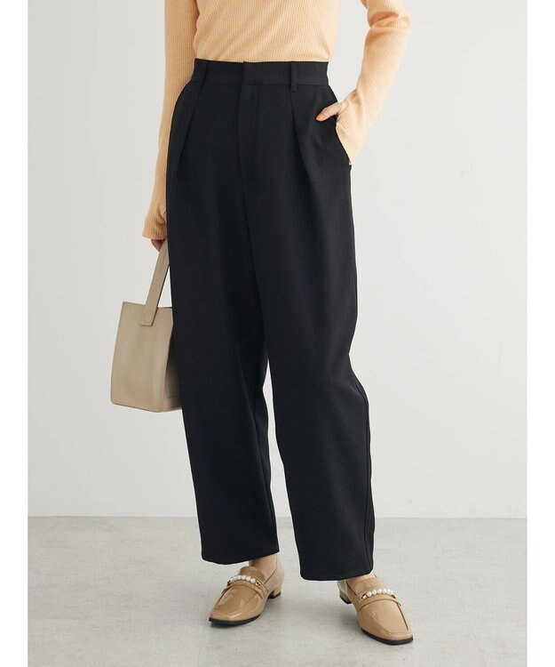 Green Parks ワンタックカーヴィーパンツ Black