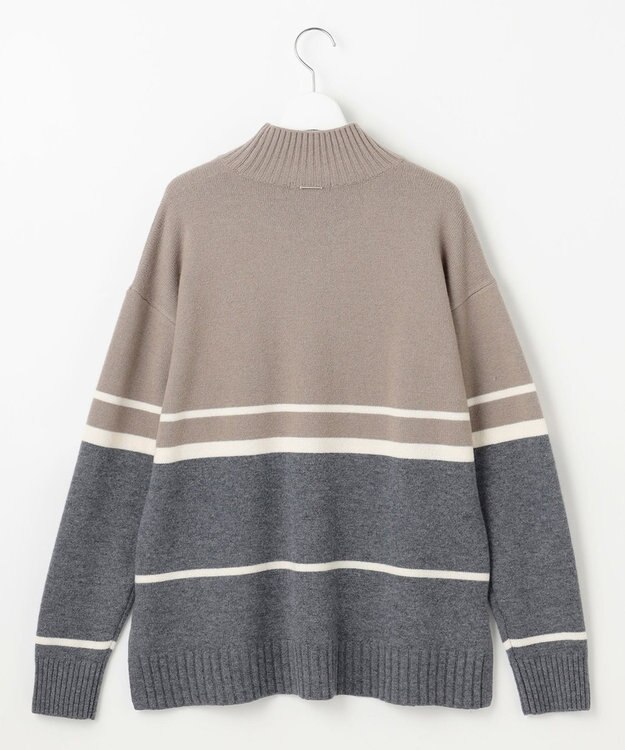 自由区 ウールカシミヤブレンドハイネック ニット マルチボーダー