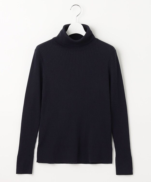 自由区 L 【WEB限定/セット着用可】セミウーステッド タートルネック ネイビー系