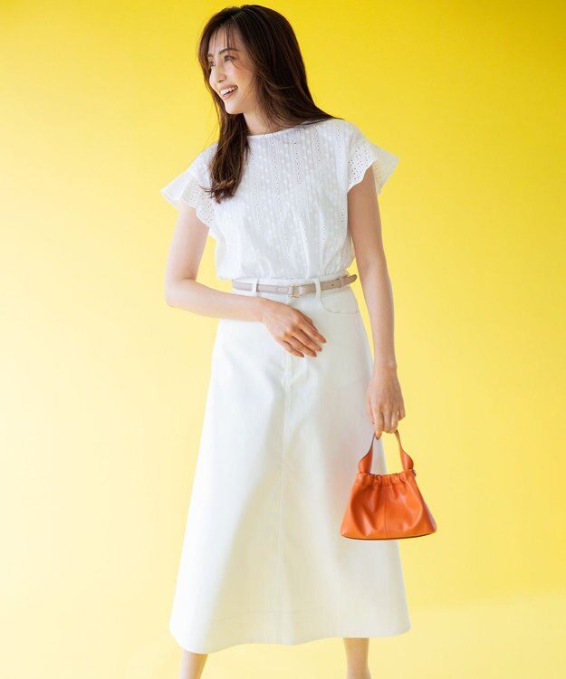 組曲 S エンブロイダリーレースフレンチスリーブ ブラウス アイボリー系