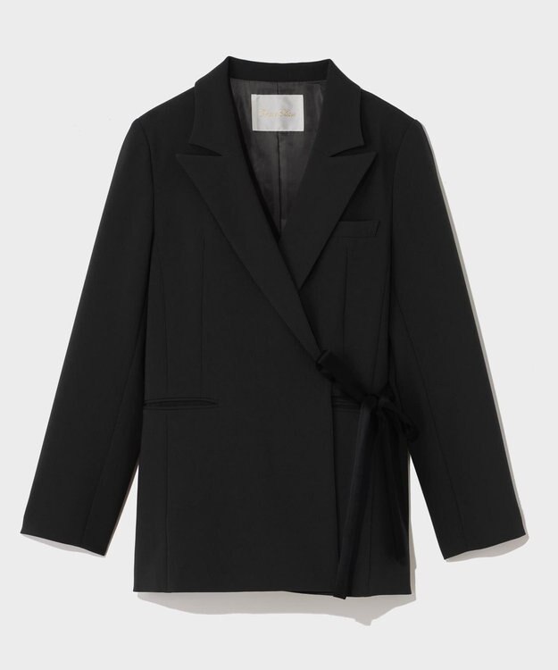 GRACE CONTINENTAL サテンボウ付テーラードジャケット ブラック