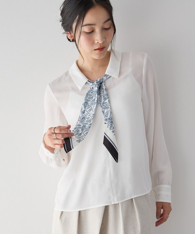 YECCA VECCA スカーフ付きブラウス Off White