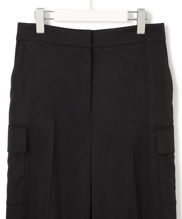 ICB L 【スマートバック仕様・洗える】ストレッチダブルサテン カーゴパンツ ブラック系