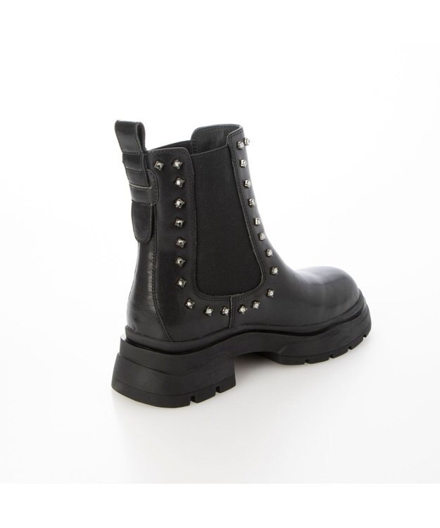 MODE ET JACOMO <carino>サイドゴアビジューショートブーツ ブラック