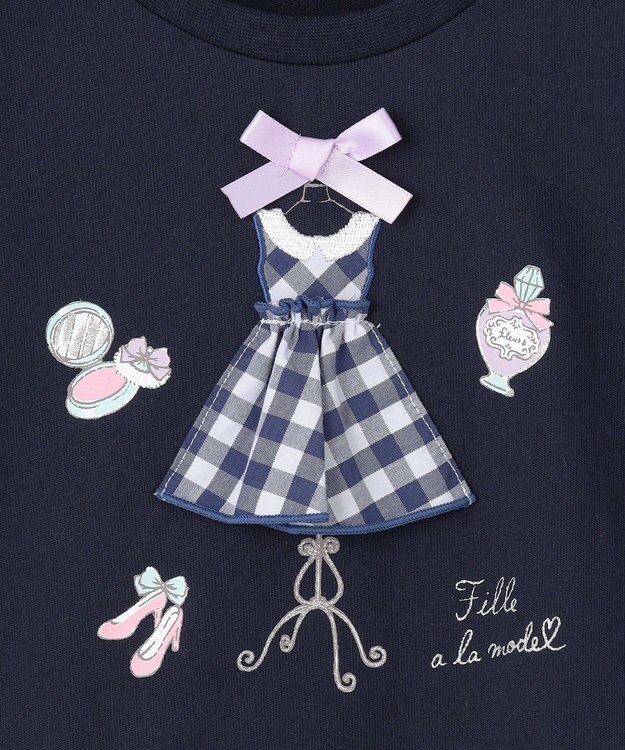 ANY KIDS ドレス アップリケ Tシャツ ネイビー