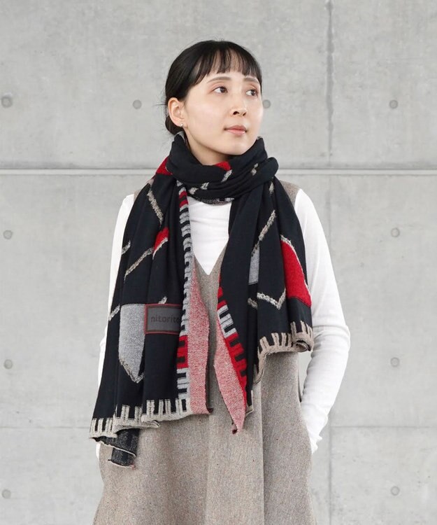 nitorito 【UNISEX】迷路 ストール black