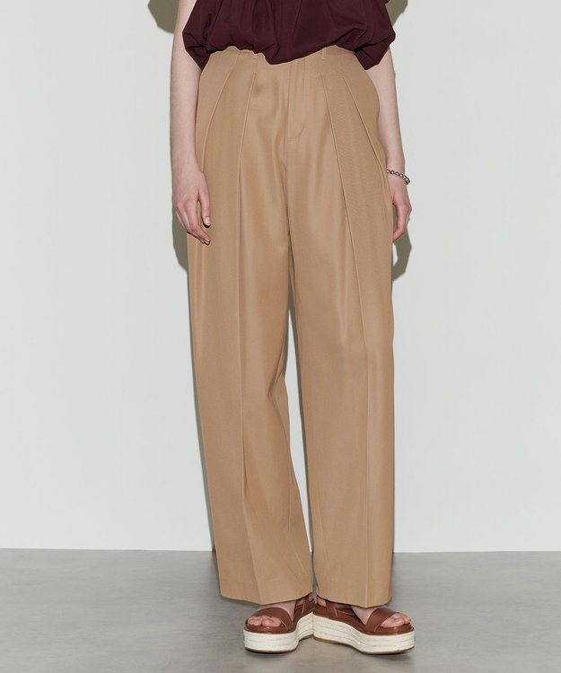 NAVE 【Nave　洗える】バルキーツイル   タックパンツ キャメル系