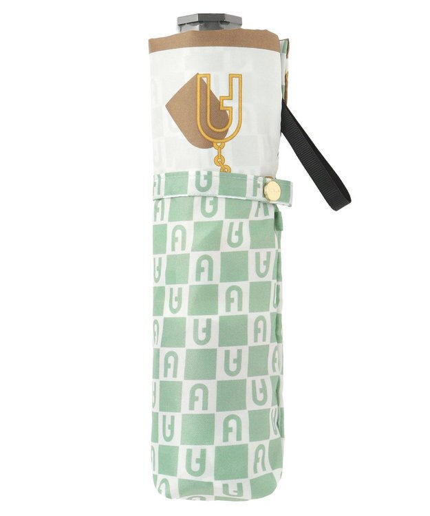 MOONBAT FURLA 折りたたみ傘 チャーム＆ロゴプリント UV 耐風 日本製 ミントグリーン