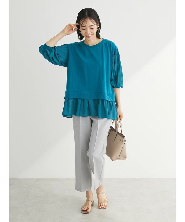 Green Parks 接触冷感　きれいシルエットパンツ（テーパード） Light Gray Mixture