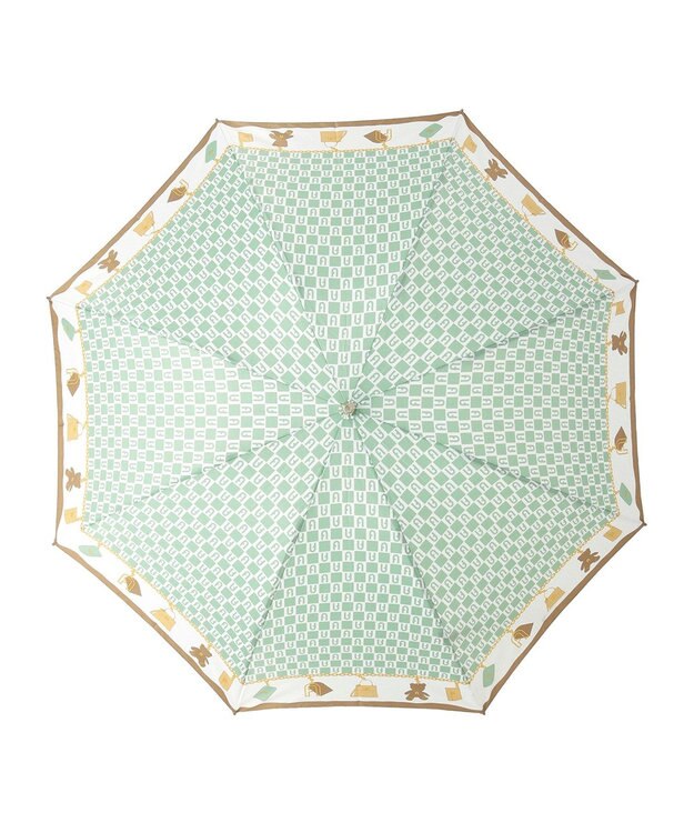 MOONBAT FURLA 折りたたみ傘 チャーム＆ロゴプリント UV 耐風 日本製 ミントグリーン