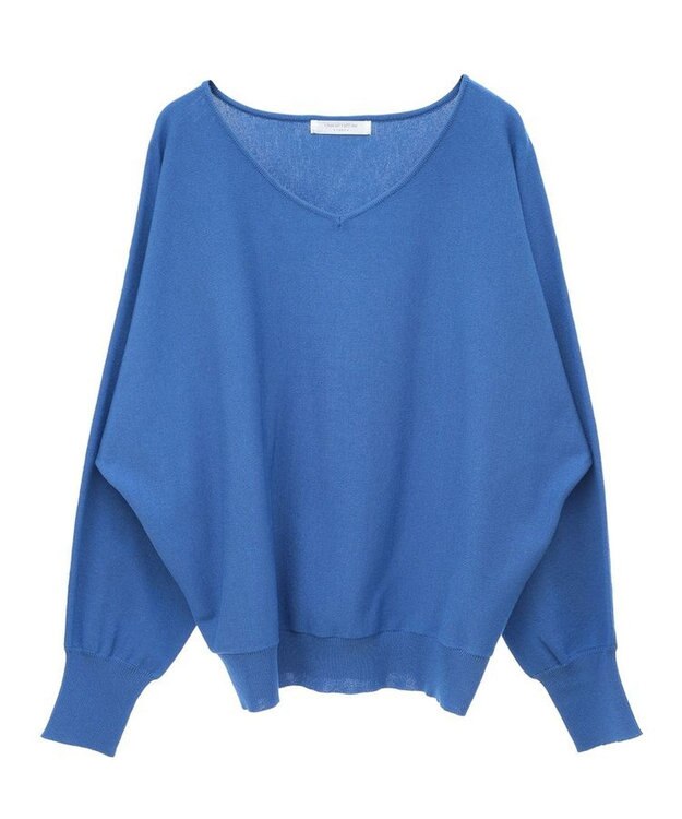 Green Parks 洗える　Ｖネックドルマンニットプルオーバー Blue