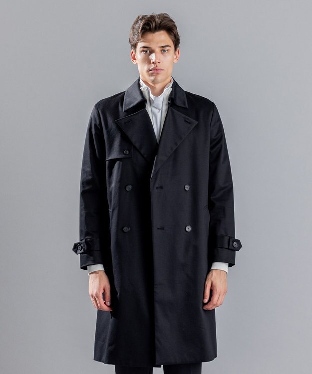 JOSEPH HOMME スムースサテンストレッチ　トレンチコート ブラック系
