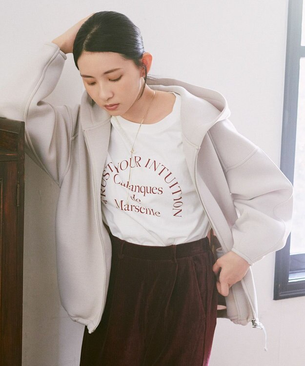 earth music&ecology 【軽量】ダンボールニットフーディーブルゾン Light Beige