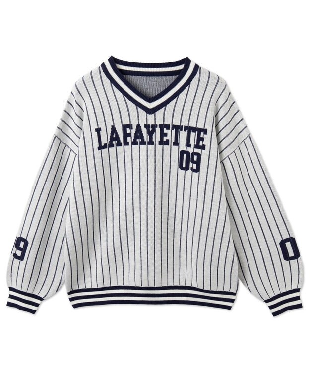 WEGO ベースボールグラフィックプルオーバーニット ホワイト