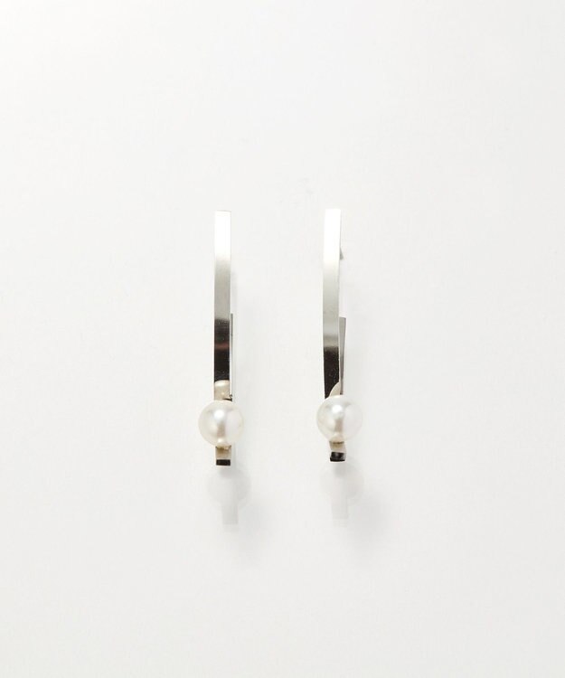 Phoebe <オンワード限定セット>【金属アレルギー対応】ワントップパールネックレス×クロスラインパールピアス/サージカルステンレス シルバー