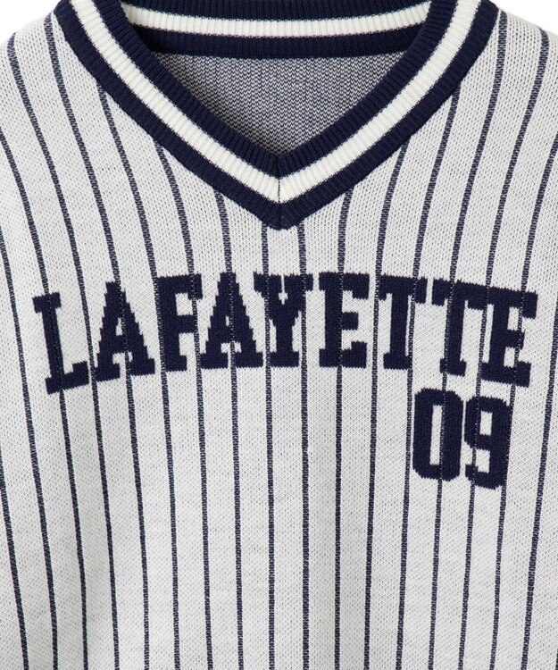 WEGO ベースボールグラフィックプルオーバーニット ホワイト