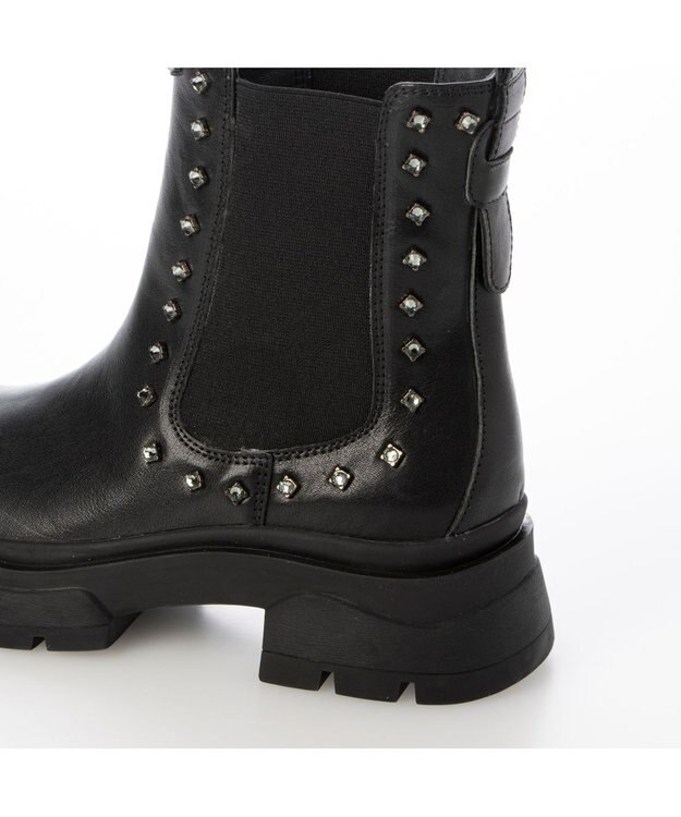 MODE ET JACOMO <carino>サイドゴアビジューショートブーツ ブラック