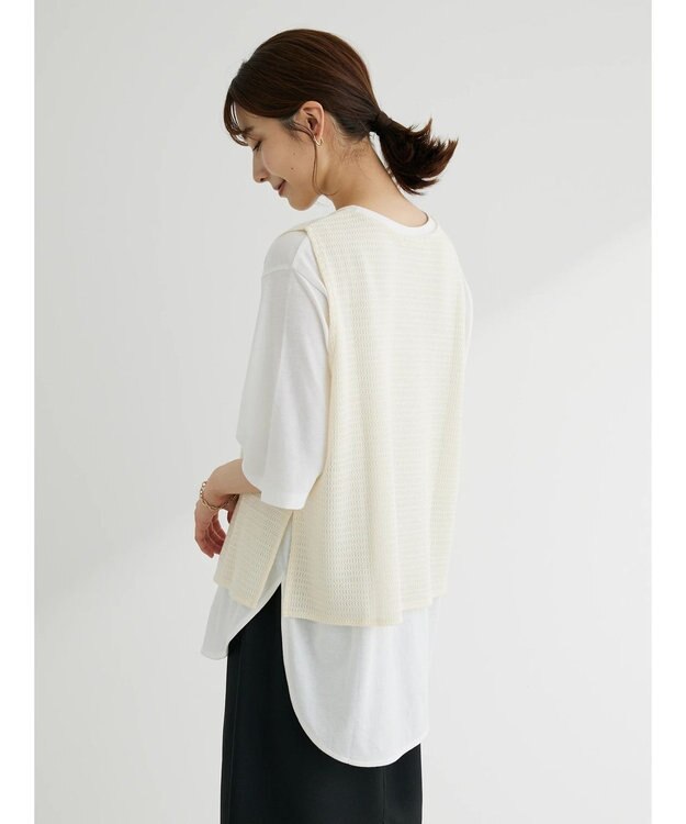 Green Parks ＳＥＴ２点　メッシュベスト＋半袖カットチュニック Ecru