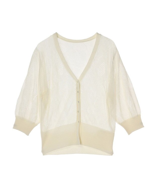 earth music&ecology 花柄シアーカーディガン Ivory