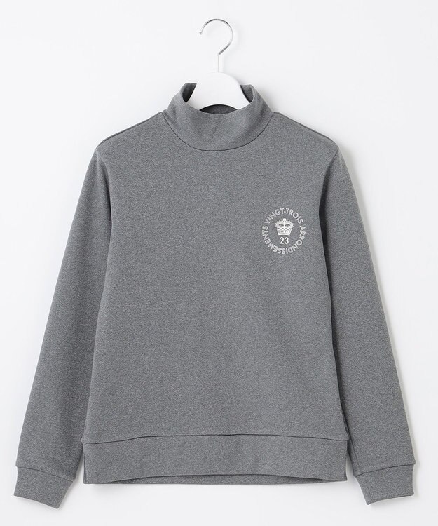 23区GOLF ファン多数の名品トップス 【WOMEN】ストレッチ裏フリース モックネックシャツ ライトグレー系