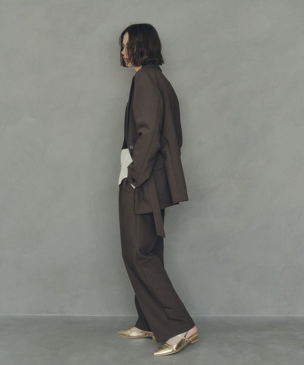 YECCA VECCA 2wayアシメデザインロングジャケット Brown