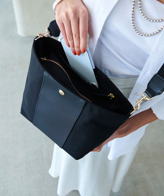 TOPKAPI 【Breath TOPKAPI】RHOMBUS ランバス ナイロン コンビ ミニ ショルダーバッグ ブラック