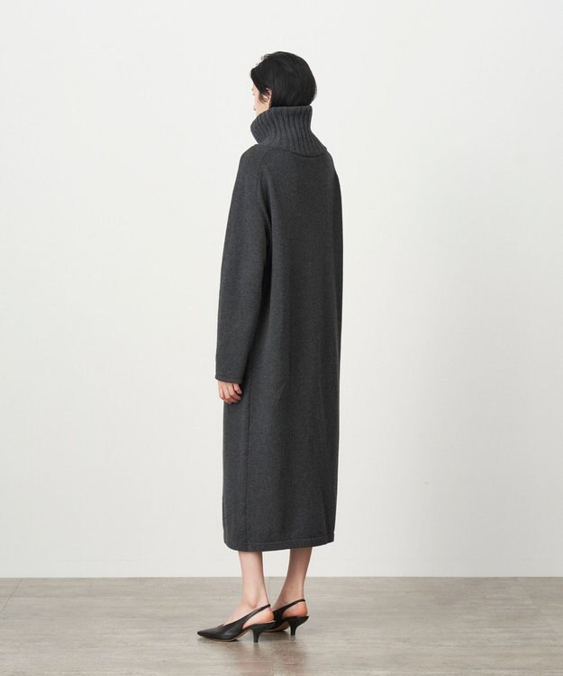 ATON WOOL MOULINE | タートルネックドレス CHARCOAL GRAY