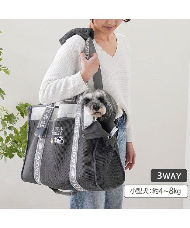 PET PARADISE スヌーピー メッシュトート キャリーバック 《グレー》 Ｍ 小型犬 グレー