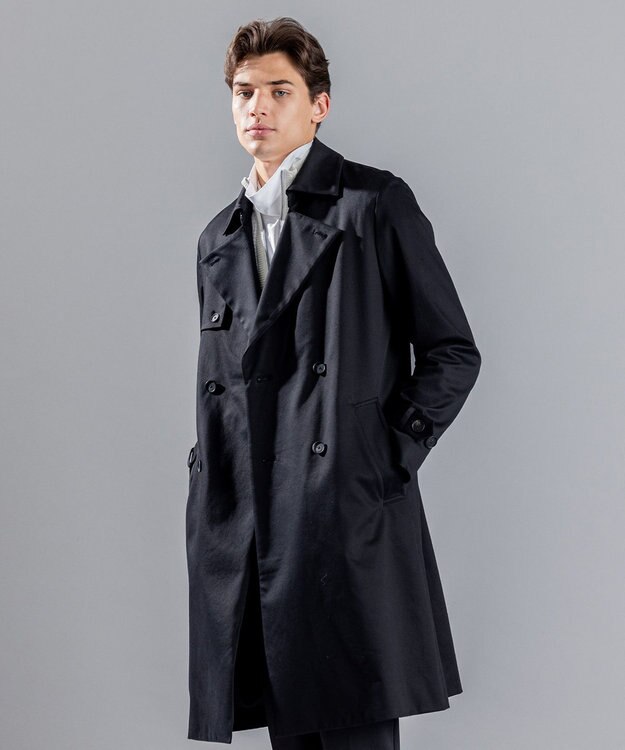 JOSEPH HOMME スムースサテンストレッチ　トレンチコート ブラック系