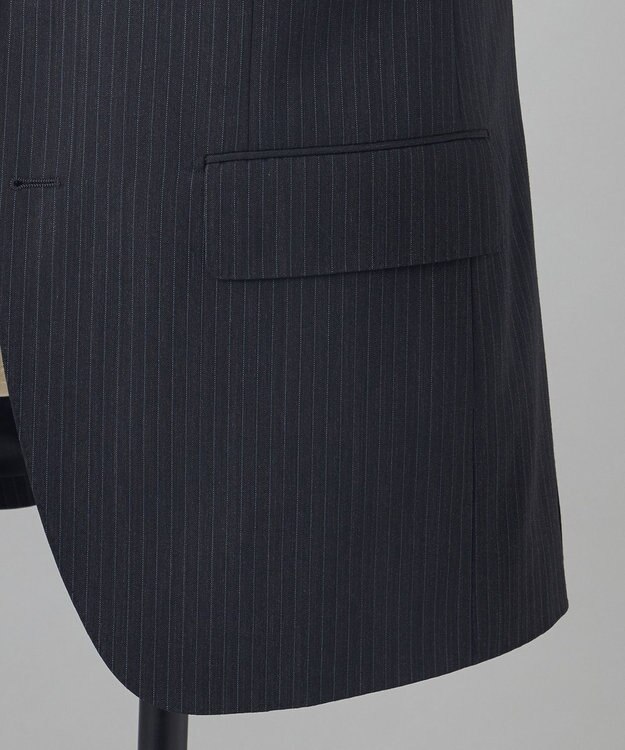 GOTAIRIKU 【オールシーズン対応】ALL SEASON 2WAY STRETCH スーツ グレー系1(グレー×細ブルーストライプ)