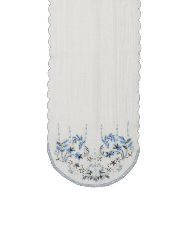 MOONBAT ルナルーチェ ロカ CHANDNI シルクコットン ビーズ刺繍ストール サックスブルー