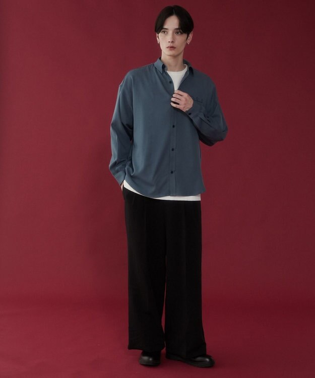 WEGO アムンゼンワンポイントBIGシャツ（LS） サックス