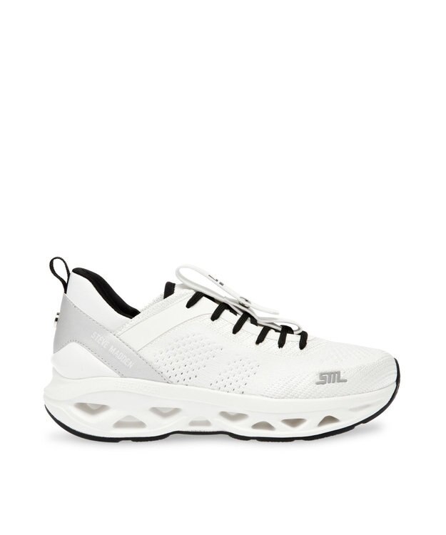 STEVE MADDEN SURGE 1 デザインソールニットスニ―カー ホワイトシルバー