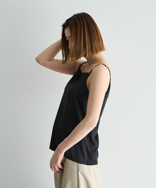 YECCA VECCA ボートネックサテンキャミ Black